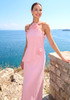 Halter Floral Maxi Dress Pink