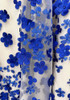 Long Sleeve Floral Mesh A Line Maxi Dress Blue