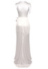 Floral Detail Draped Maxi Dress White