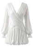 Long Sleeve Draped Bubble Dress White