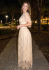 Lace Cape Strapless A Line Maxi Dress Champagne