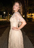 Lace Cape Strapless A Line Maxi Dress Champagne