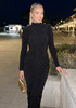 Long Sleeve Draped Maxi Dress Black