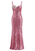Crystal Bustier Sequin Maxi Dress Pink