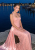 Halter Lace Bustier Maxi Dress Pink