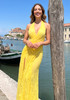 Halter Lace Maxi Dress Yellow