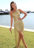 One Shoulder Tassel Detail Maxi Dress Gold