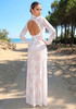 Long Sleeve Cut Out Lace Maxi Dress White