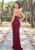 Halter Draped Corset Maxi Dress Burgundy