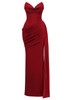 Strapless Draped Corset Maxi Dress Red