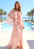 Bardot Floral Ruffle Maxi Dress Pink