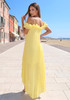 Ruffle Pleated High Low Dress Yellow