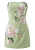 Strapless Floral Embroidered Dress Green