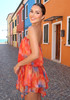 Strapless Braided A Line Dress Orange Red