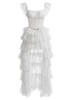 Lace Ruffle Maxi Dress White