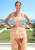 Lace Ruffle Maxi Dress Nude