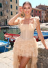 Lace Ruffle Maxi Dress Nude