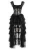 Lace Ruffle Maxi Dress Black