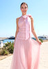 Halter Bow Detail A Line Maxi Dress Pink
