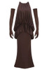 Bubble Detail Maxi Dress Brown