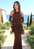 Bubble Detail Maxi Dress Brown