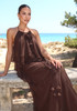 Halter Floral A Line Maxi Dress Brown
