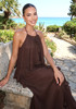 Halter Floral A Line Maxi Dress Brown