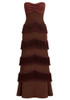Strapless Tassel Detail Maxi Dress Brown