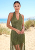 Halter Tassel Maxi Dress Green