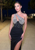 One Shoulder Embellished Bustier Maxi Dress Black