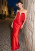 Tassel Detail Mesh Insert Maxi Dress Red