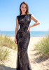 Lace Backless Bow Maxi Dress Black