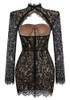 Long Sleeve Lace Bustier Dress Black