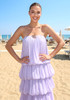 Strapless Bubble Design Maxi Dress Lavender
