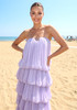 Strapless Bubble Design Maxi Dress Lavender