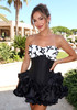 Strapless Bow Detail Ruffle Corset Dress Black White