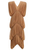 Draped Midi Dress Light Brown