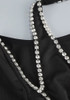 Halter Long Sleeve Crystal Bustier Maxi Dress Black