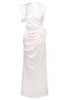 Floral Draped Silk Maxi Dress White