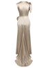 Floral Draped Silk Maxi Dress Gold