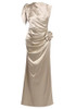 Floral Draped Silk Maxi Dress Gold