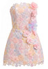 Strapless Floral A Line Dress Pink