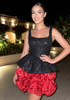 Sequin Floral Ruffle Dress Black Red