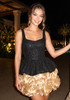 Sequin Floral Ruffle Dress Black Nude