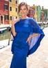 Cape Strapless Maxi Dress Blue