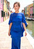 Cape Strapless Maxi Dress Blue