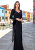Long Sleeve Sequin Tassel Maxi Dress Black