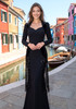 Long Sleeve Sequin Tassel Maxi Dress Black