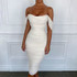 Bardot Ruched Midi Dress White