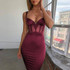 Structured Mesh Midi Dress Burgundy